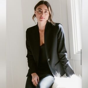 Jenni Kayne Black Boy Blazer Jacket Striped Lining M